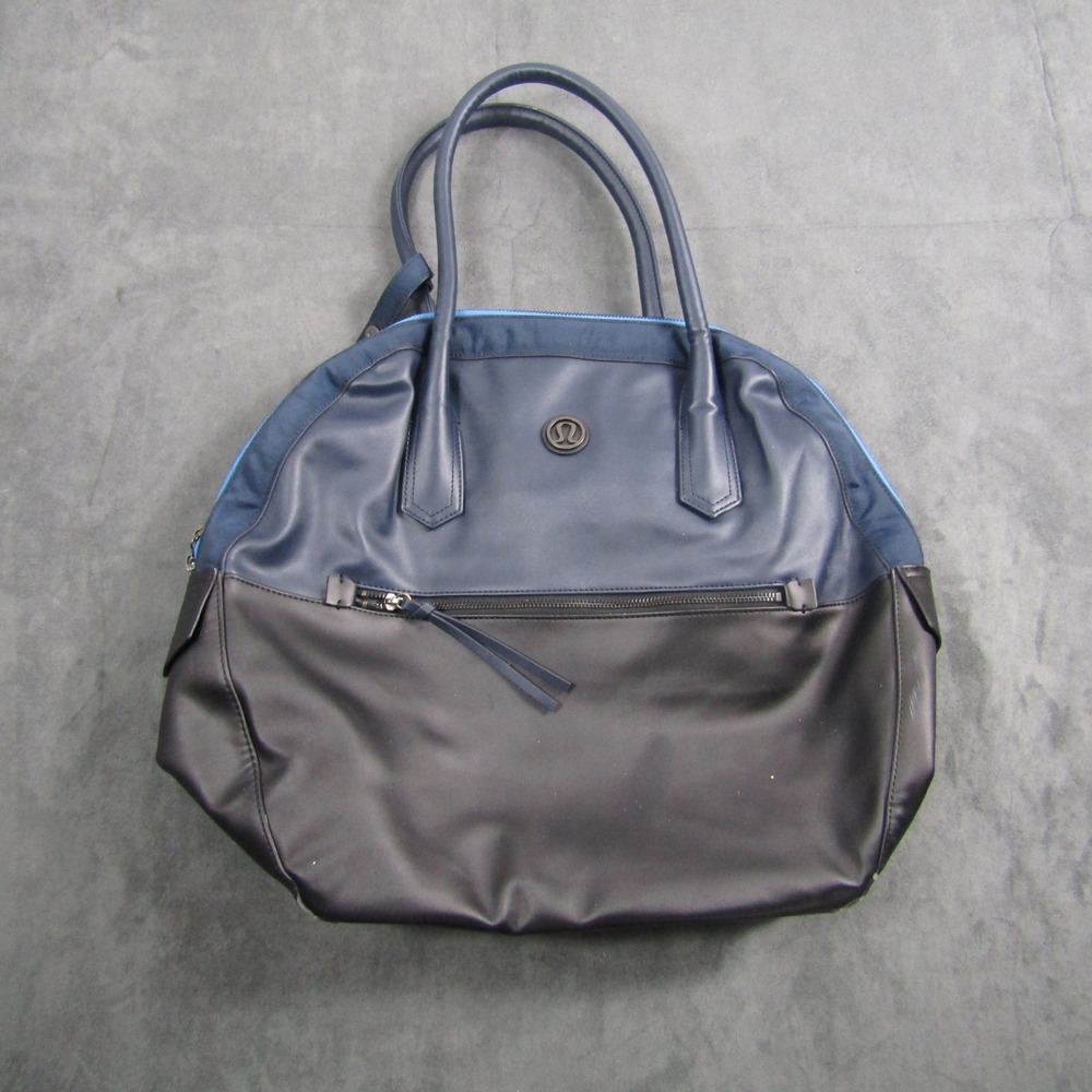 Lululemon Tote Bag Women OS Navy Blue Black Colorblock Gym Travel Bag